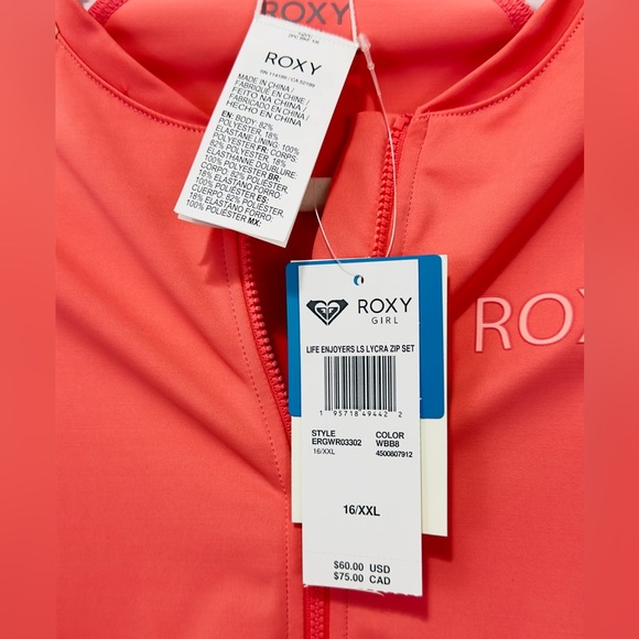 Roxy Girls Life Enjoyers Long Sleeve Full Zip UPF50 Rashguard Bikini Set… - Picture 5 of 13